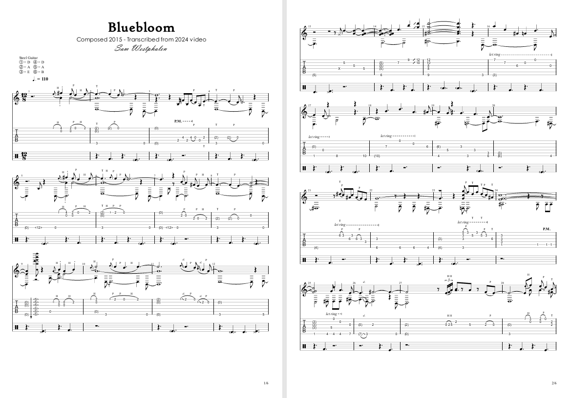 Bluebloom (Sheet Music/Tab, Video/Audio)
