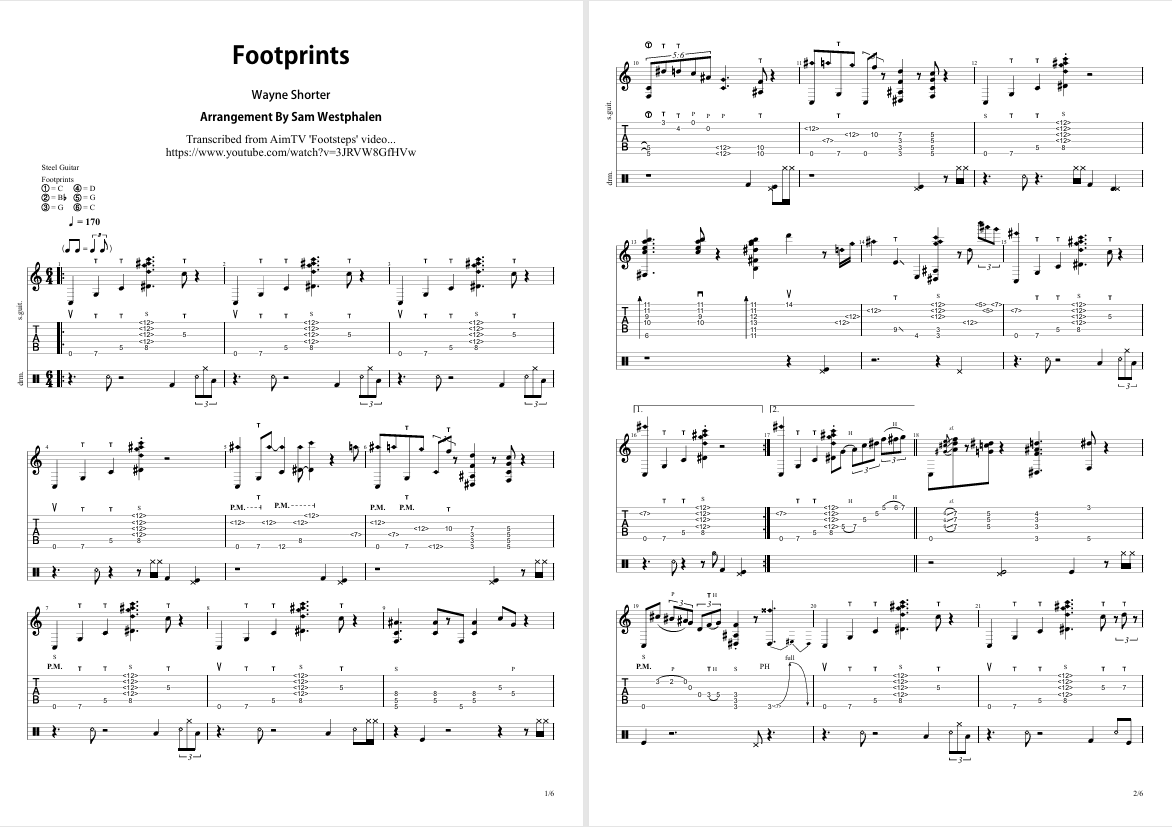 Footprints (Tab/Sheet Music, Audio)